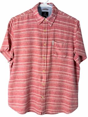 Ben Sherman Red White Striped Button Up Shirt Size Large